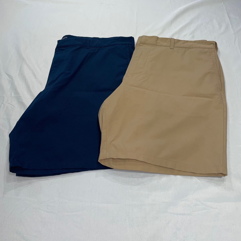 J.Crew Men 40 Tech Shorts Bundle 9 Inch Inseam Navy Khaki AL096 2 Pack